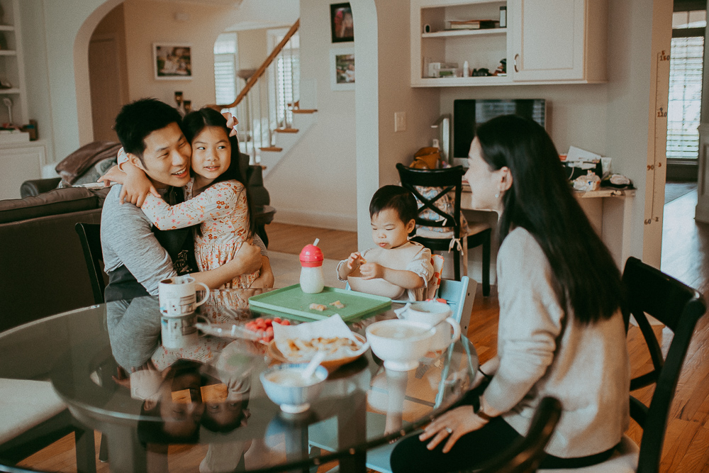 family breakfast, in-home photoshoot
